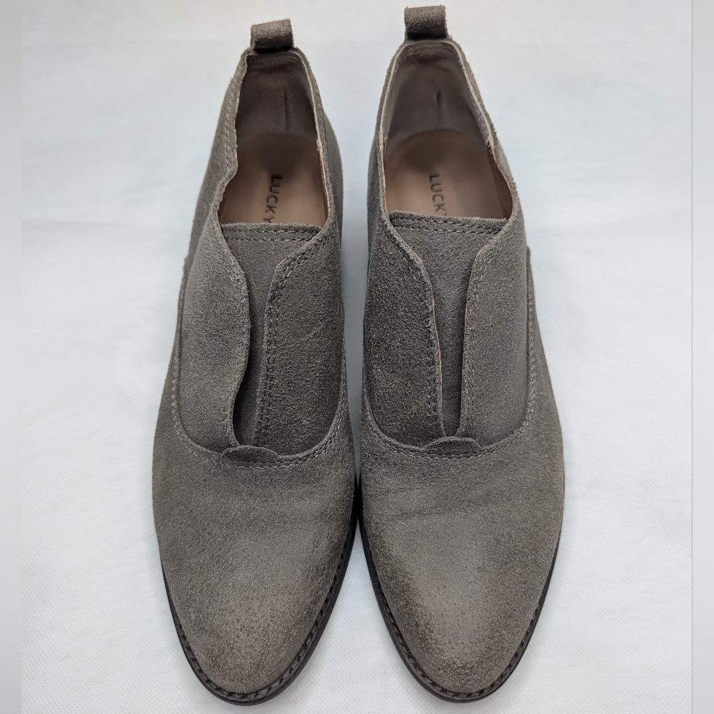 Lucky Brand Fimberly Stacked Heel Suede Ankle Bootie